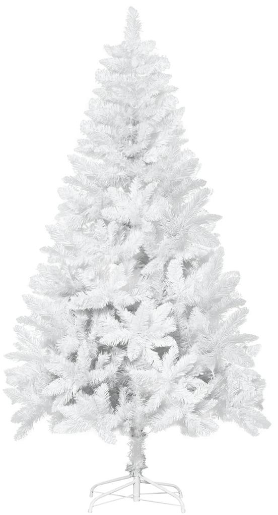 HOMCOM Árvore de Natal Artificial Dobrável 180cm Ignífugo com 550 Ramos Folhas de PVC e Suporte Metálico Decoração de Natal para Interiores Branco