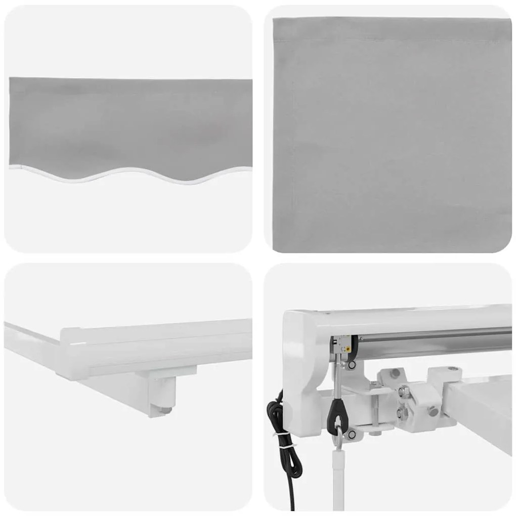 Toldo Retrátil Manual Cinzento-claro 350x200 cm