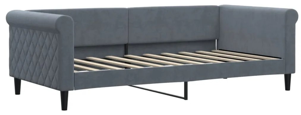 Sofá-cama com gavetão 90x190 cm veludo cinzento-escuro