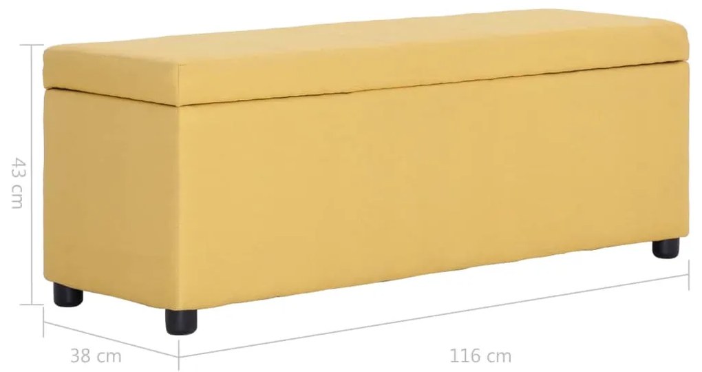 Banco c/ compartimento de arrumação 116 cm poliéster amarelo