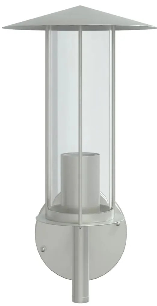 Candeeiro de parede para exterior aço inoxidável prateado