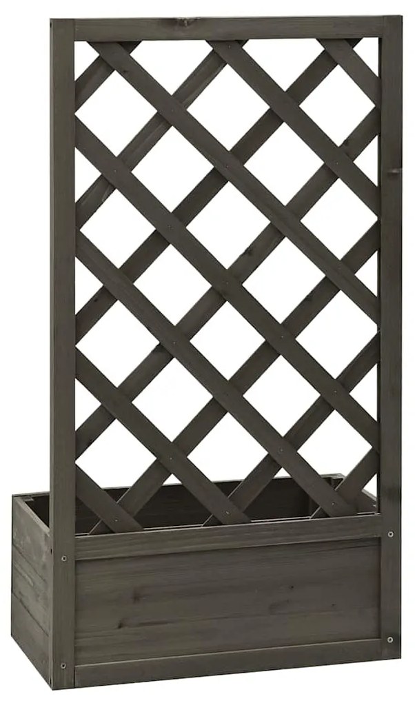Vaso com treliça para jardim 50x25x90 cm abeto maciço cinzento