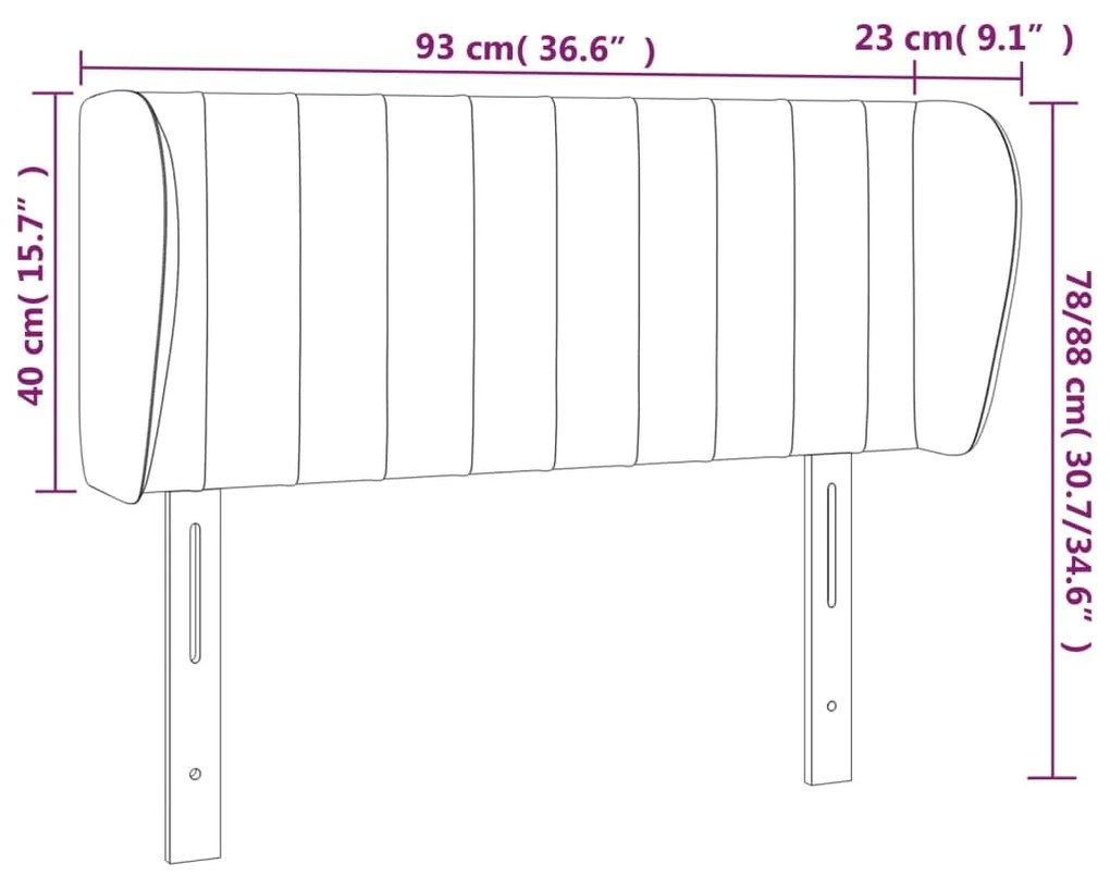 Cabeceira cama abas tecido 93x23x78/88 cm cinzento-acastanhado