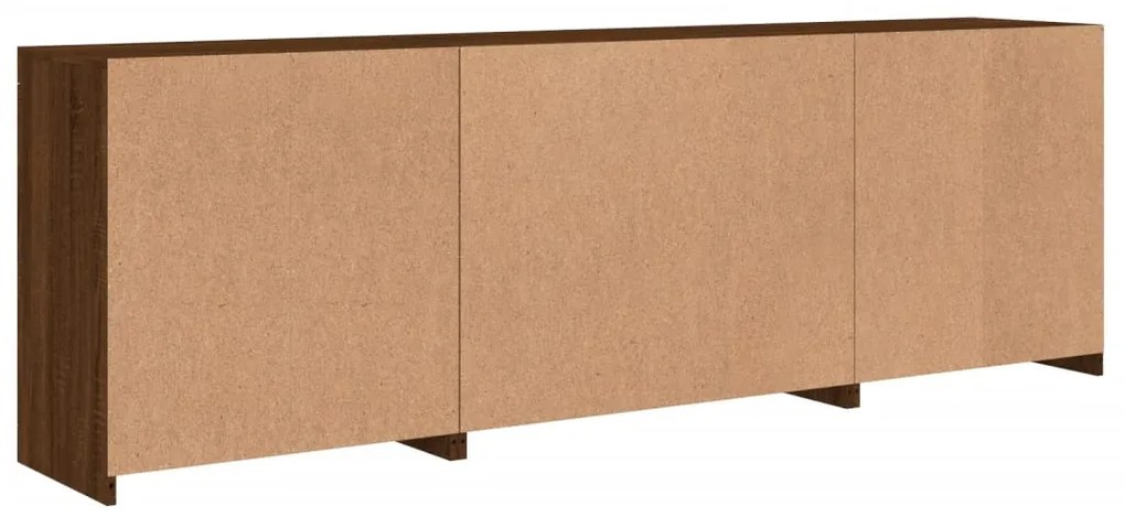 Aparador com luzes LED 202x37x67 cm carvalho castanho