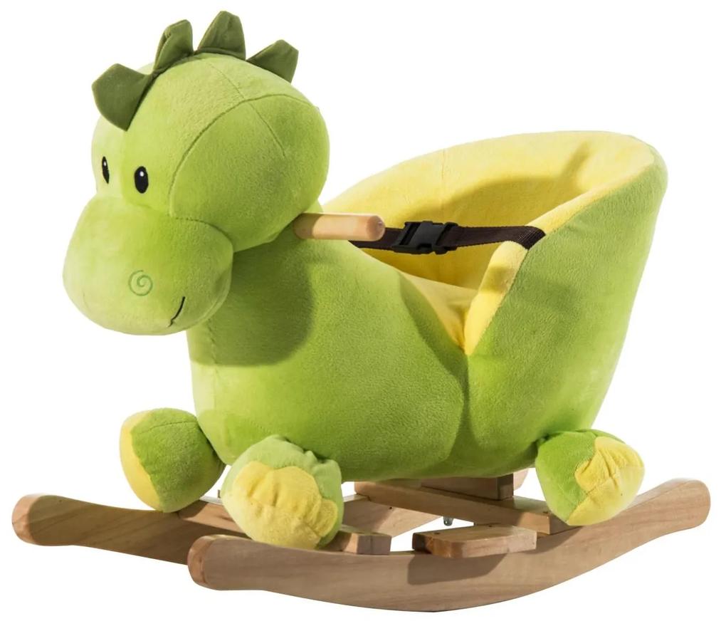 HOMCOM Cavalo de Baloiço de dinossauro para crianças acima de  18 meses - Verde -  60x33x45 cm