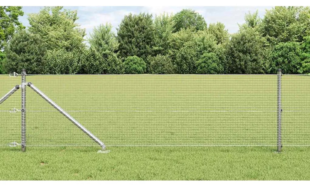 Cerca de Arame Soldado com 13 Estacas 0,5x50 m Aço Galvanizado