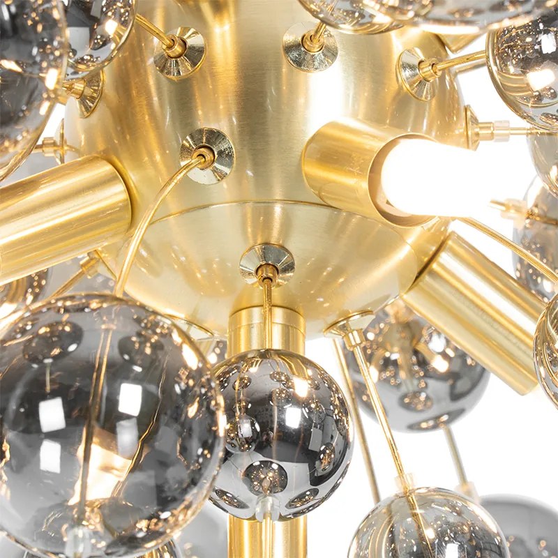 Candeeiro de pé design latão com vidro fumê 8 luzes - Explode Design