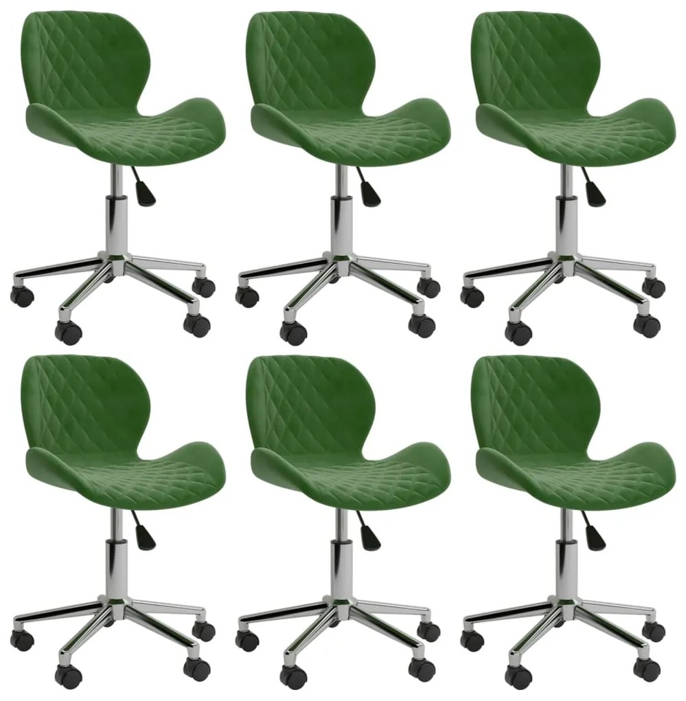 vidaXL Cadeiras de jantar giratórias 6 pcs veludo verde-escuro