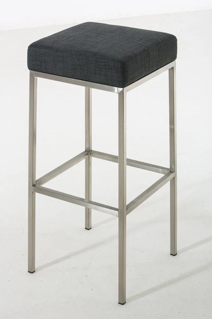 Banco de bar Montreal em tecido com estrutura prateada 37 x 83 x 37 cm Cinzento escuro