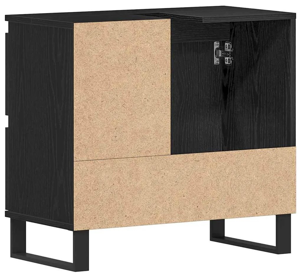Armário de Pia de Banheiro vidaXL Carvalho Preto 65x33x60 cm Madeira d