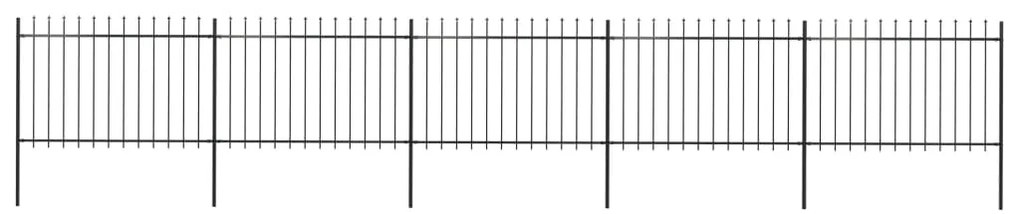 vidaXL Cerca de jardim com topo em forma de lança em aço 892,5x120 cm, preta