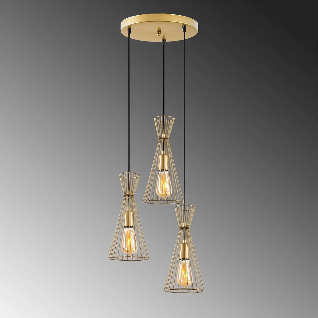Chandelier Teltom – Dourado Brilhante – 68 x 68 x 125 cm