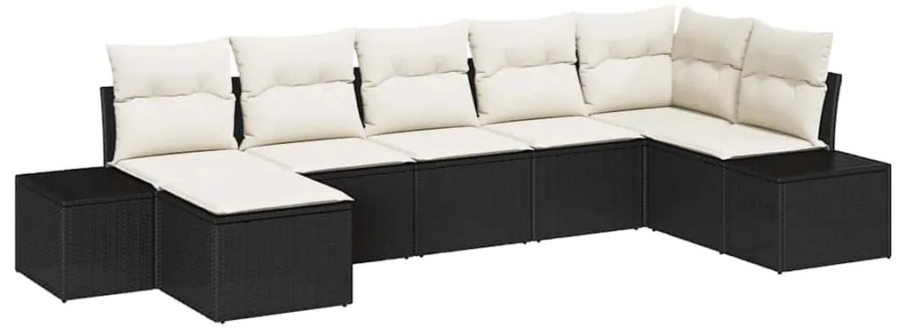 Conjunto de Sofá de Jardim 7 pcs Preto Rattan de PE