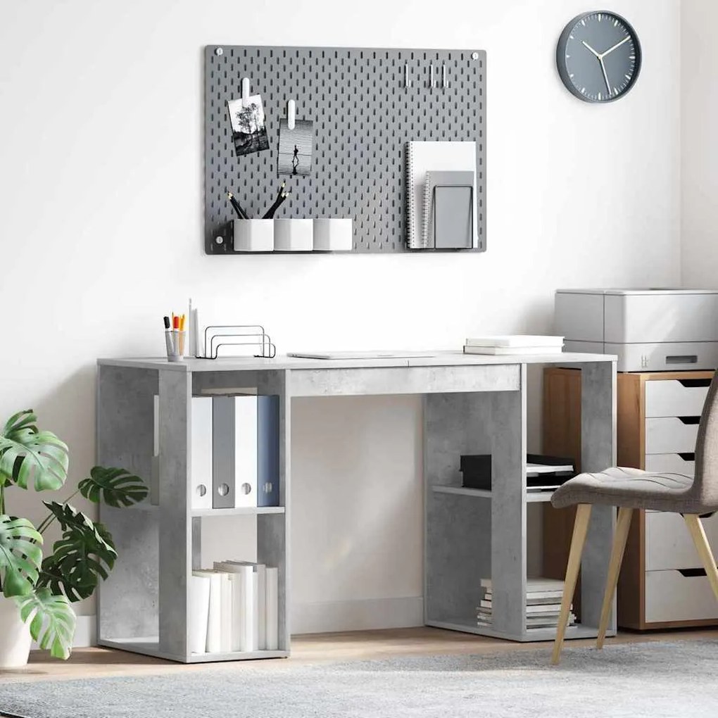 vidaXL Mesa com Armazenamento Cinzento cimento 130 x 50,5 x 75 cm
