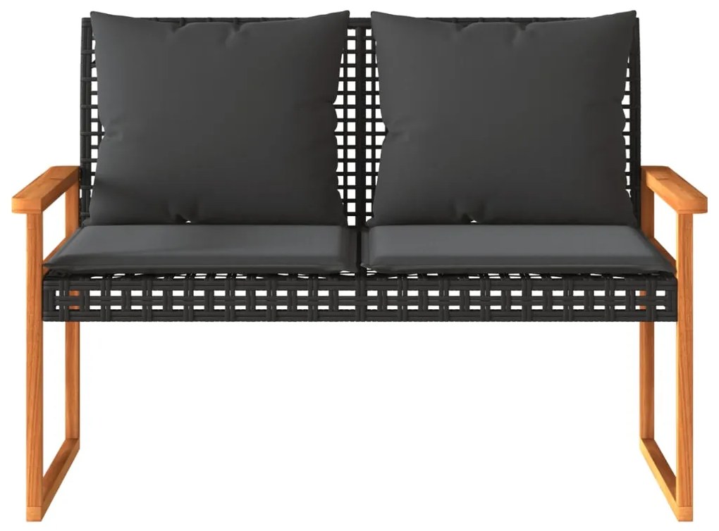 4 pcs conjunto lounge de jardim c/ almofadões vime PE preto