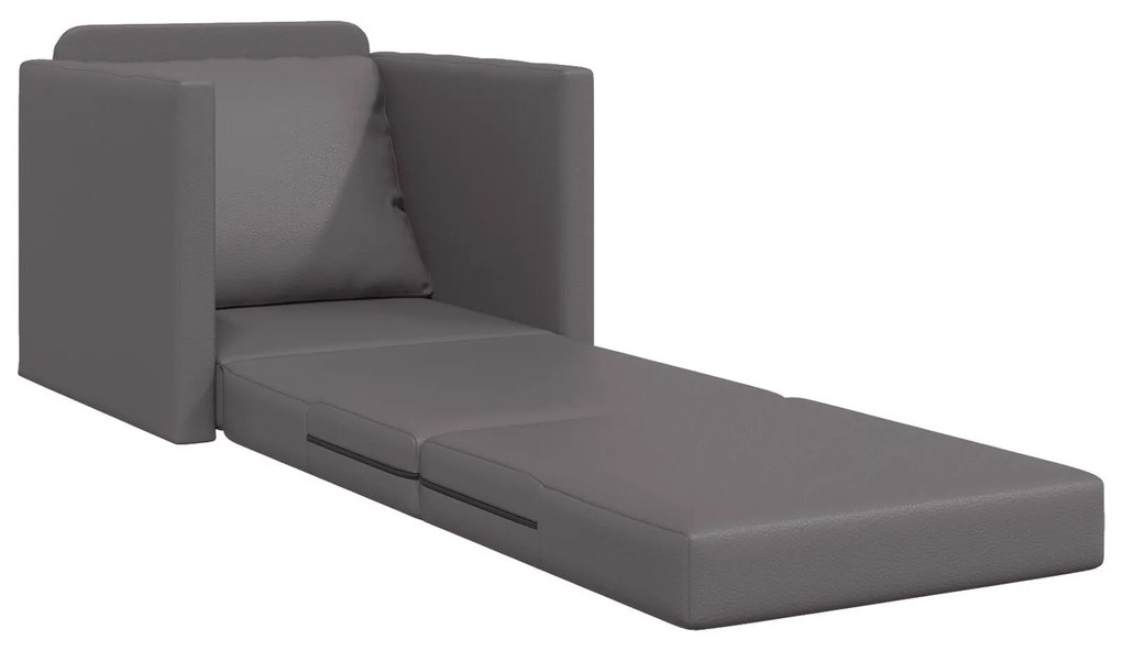 Sofá-Cama 2-em-1 Cinza 74x77x81 cm Pele Sintética