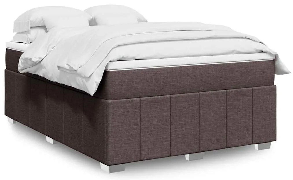 Cama com molas/colchão 140x190 cm tecido castanho-escuro