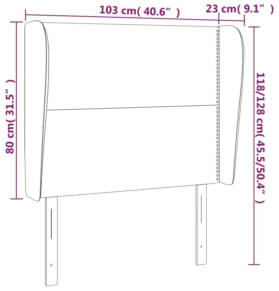Cabeceira cama c/ abas couro artificial 103x23x118/128cm branco