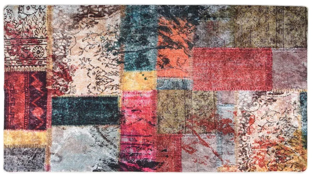 Tapete lavável antiderrapante 190x300 cm patchwork multicor