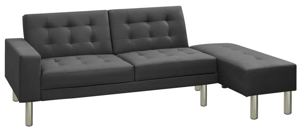 vidaXL Sofá-cama couro artificial cinzento