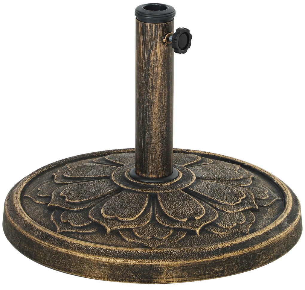 Outsunny Base para Chapéu de Sol Redonda Suporte para Chapéu de Sol  Preenchível com Cimento Peso 12 kg Ø46x33 cm Bronze