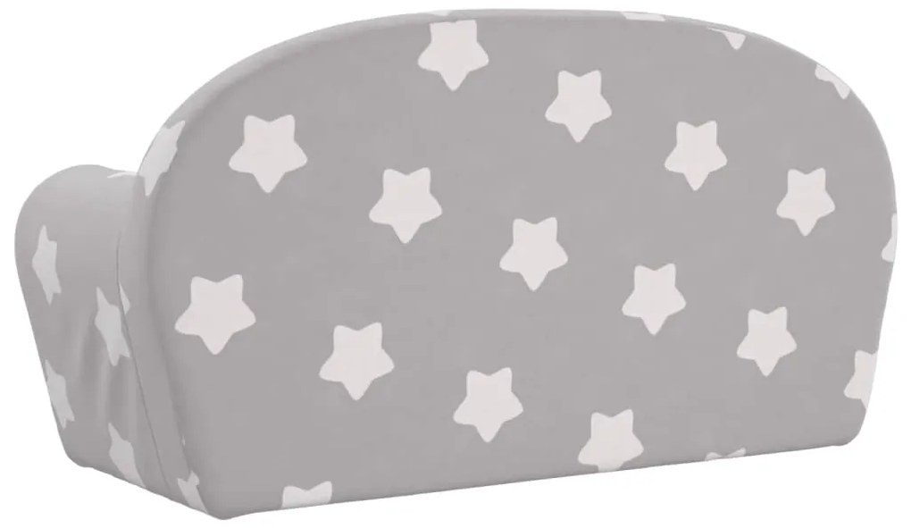 Sofá-cama infantil 2 lugares c/ estrelas pelúcia cinzento-claro