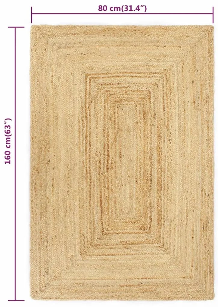 Tapete artesanal em juta natural 80x160 cm