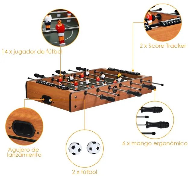 Mesa de jogos crianças 4 em 1 com mesa de futebol, hóquei, bilhar e Ping Pong 82 x 43 x 30,5 cm