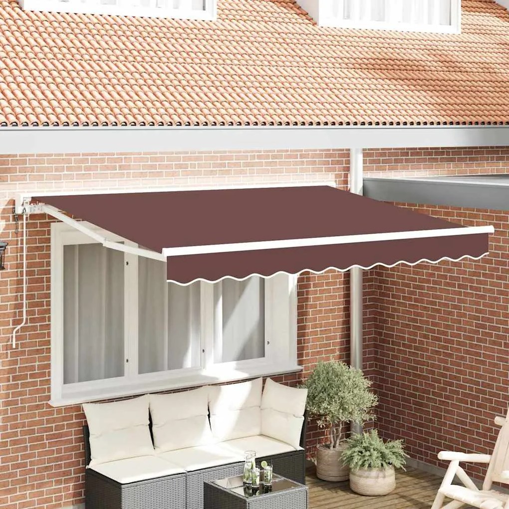 vidaXL Toldo Retrátil Castanho 350 x 200 cm Poliéster e Metal