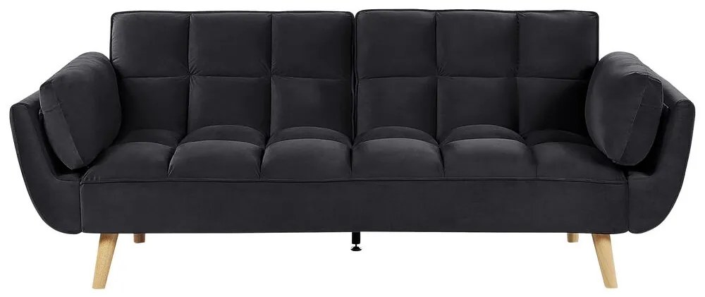 Sofá-cama em veludo preto ASBY Beliani