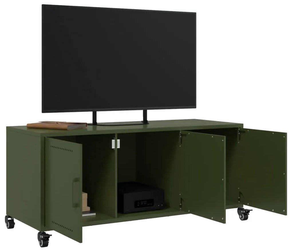Móvel de TV 100,5x39x43,5 cm aço verde-azeitona