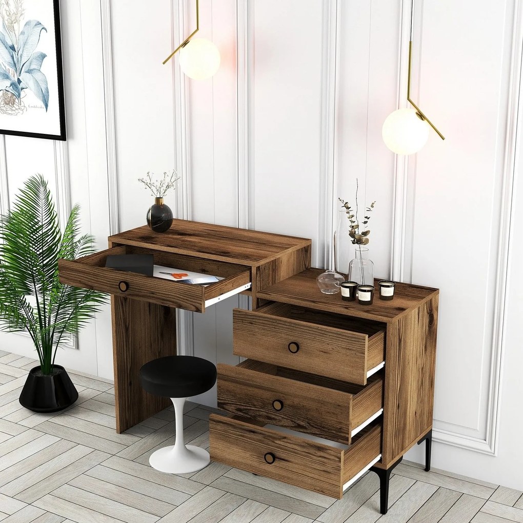 Mesa de Maquilhagem Lizbon500 – Nogueira – 124x84,7x40 cm