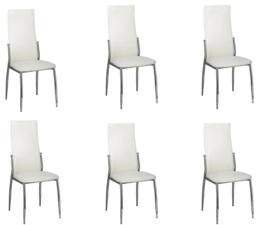 160258 vidaXL Cadeiras de jantar 6 pcs couro artificial branco