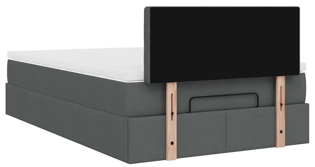 Cama otomana com colchão 120x200 cm tecido cinzento escuro