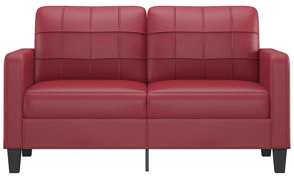 Sofá de 2 lugares 140 cm couro artificial vermelho tinto