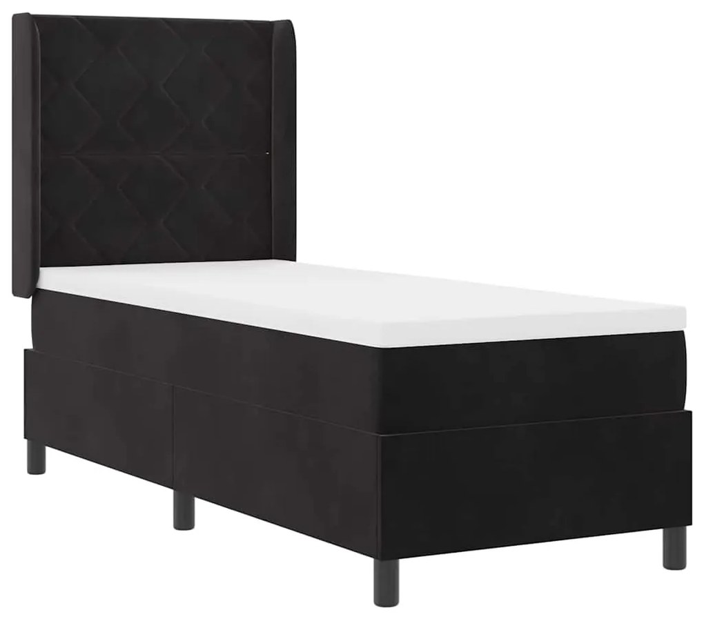 Cama Box Springs vidaXL com Colchão Preto 80x200 cm Veludo