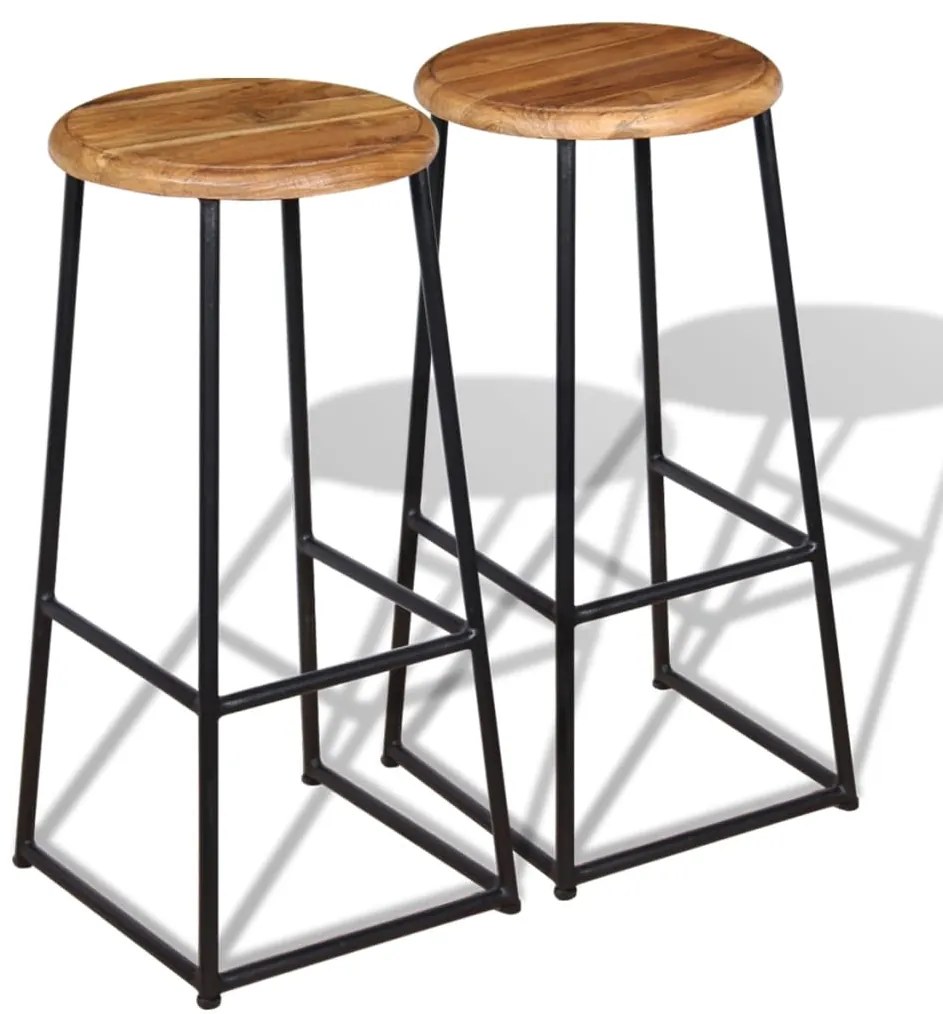 vidaXL Bancos de bar 2 pcs madeira de teca maciça