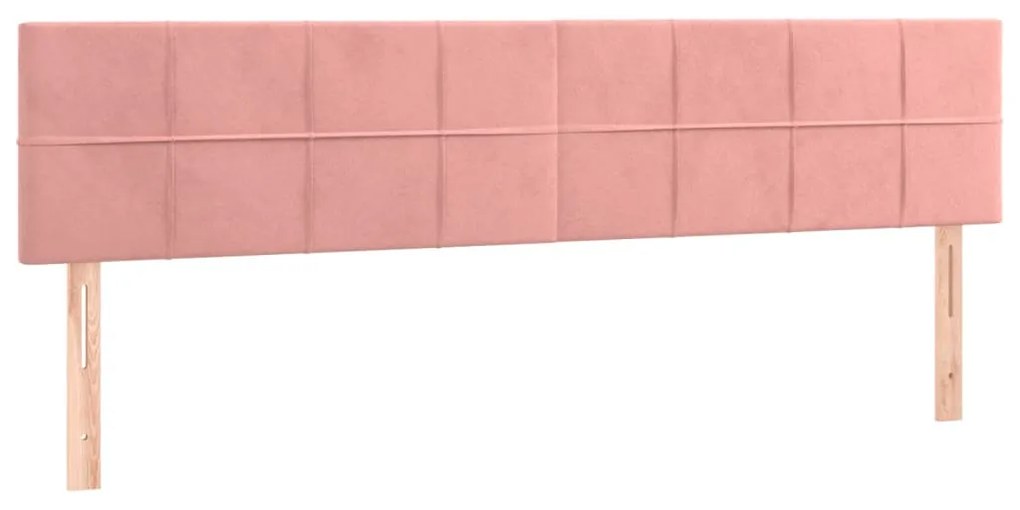 Cama box spring c/ colchão/LED 160x200 cm veludo rosa