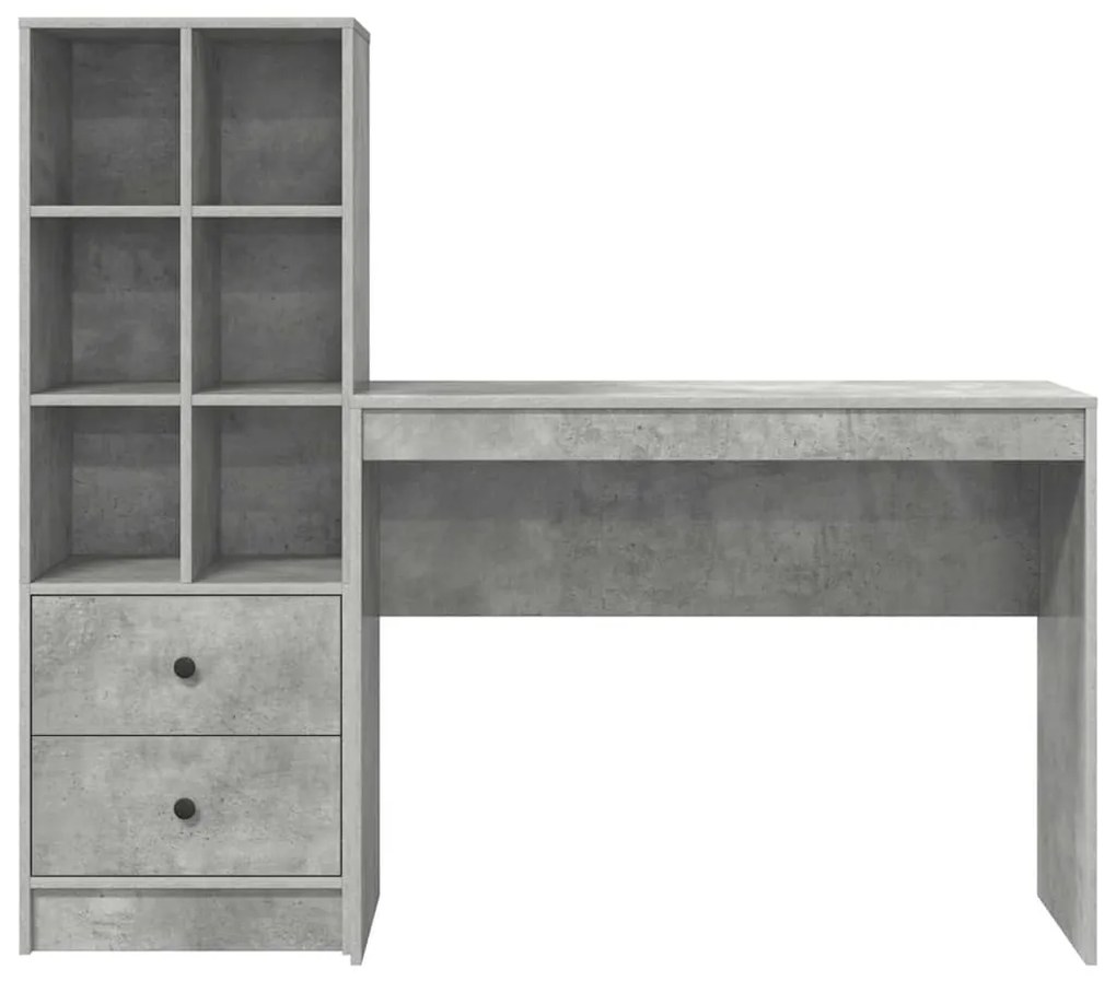 Mesa com Armazenamento Cinza Betão Madeira de Engenharia