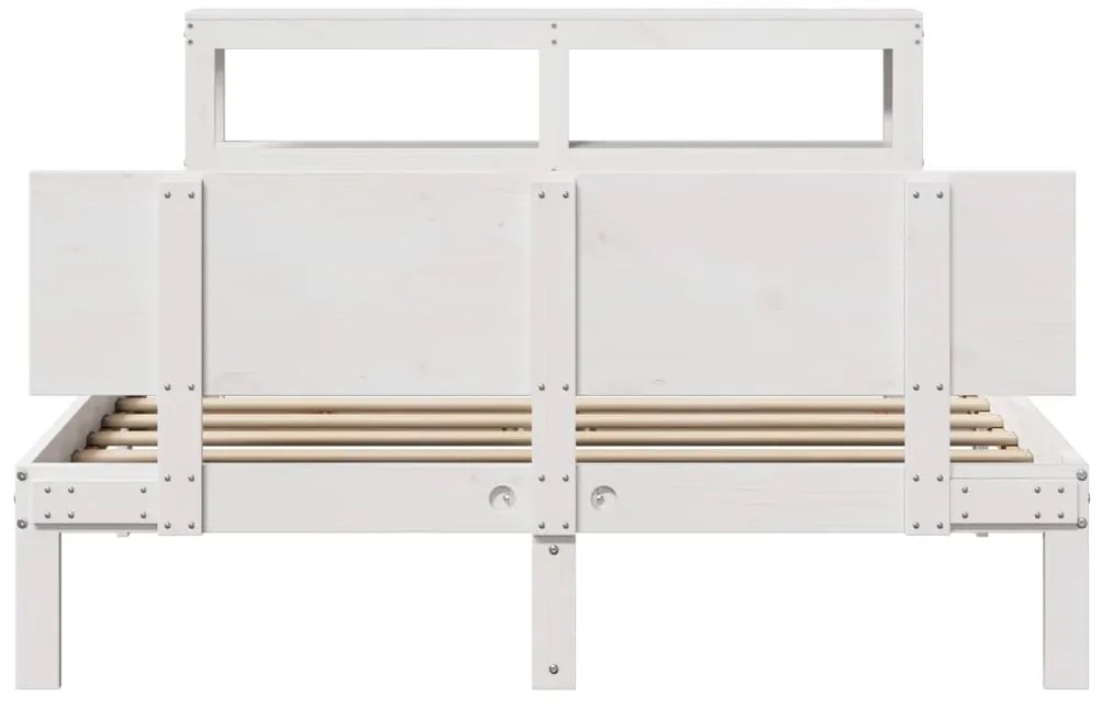 Estrutura de cama c/ cabeceira 150x200 cm pinho maciço branco