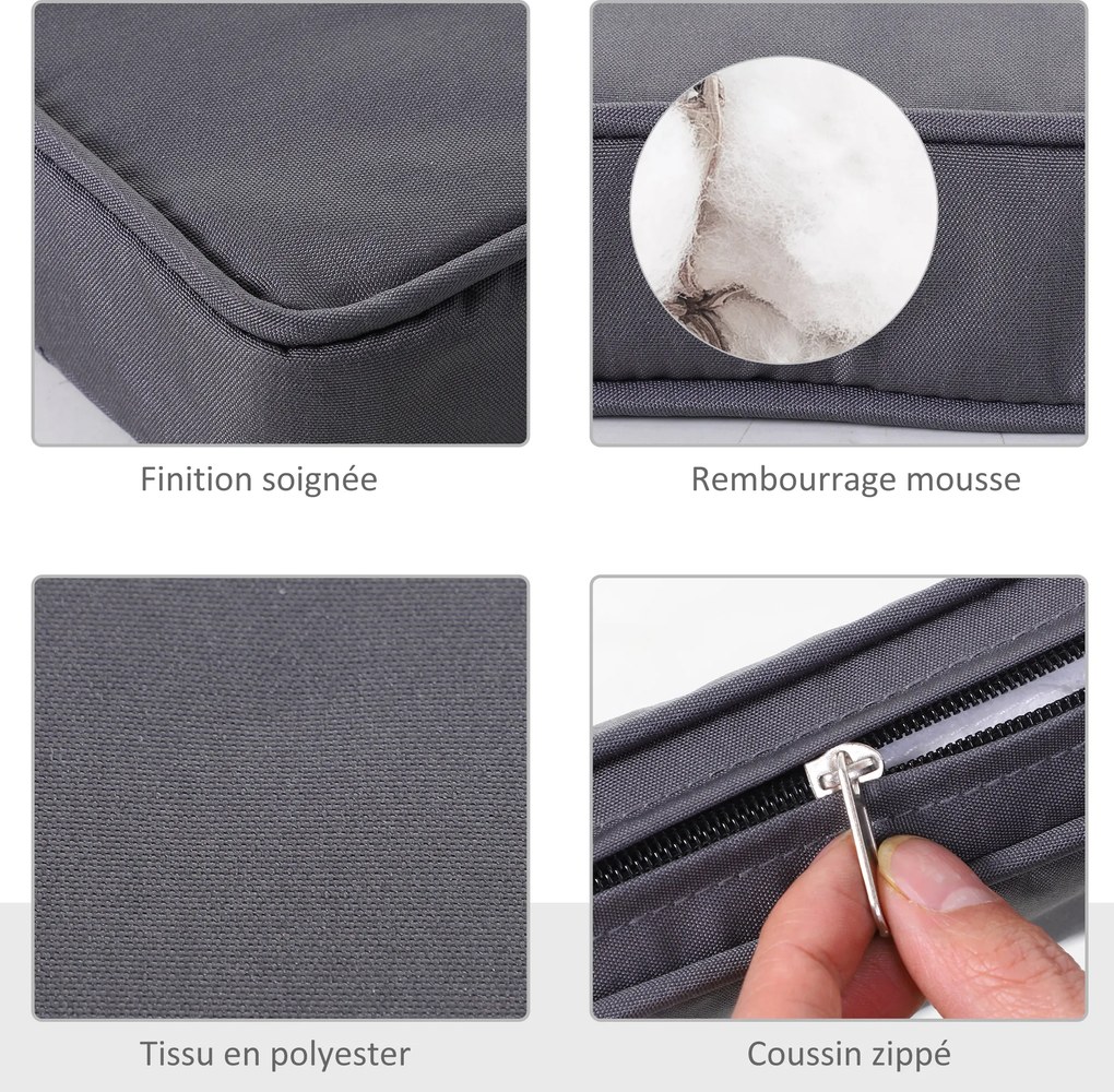 Conjunto de 2 almofadas para cadeiras de jardim (NÃO INCLUÍDAS), com capas removíveis, enchimento de 5 cm; poliéster; cinzento claro