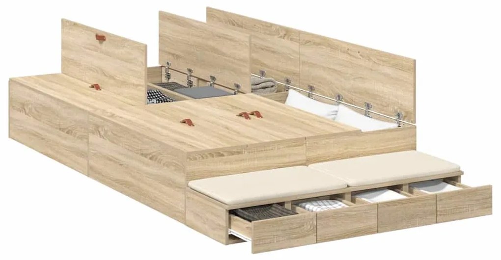Cama de Armazenamento em Carvalho Sonoma 120x190 cm