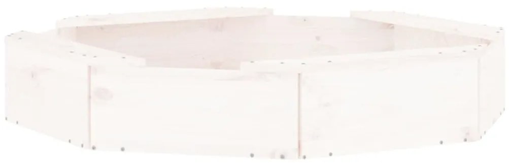 Caixa de areia octogonal com assentos pinho maciço branco