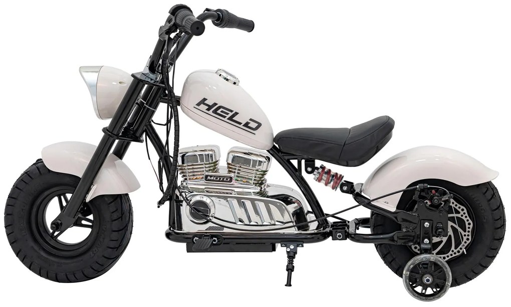 Mota elétrica para Crianças 350 W Chopper Warrior Rodas AR, Assento couro ecológico Branca