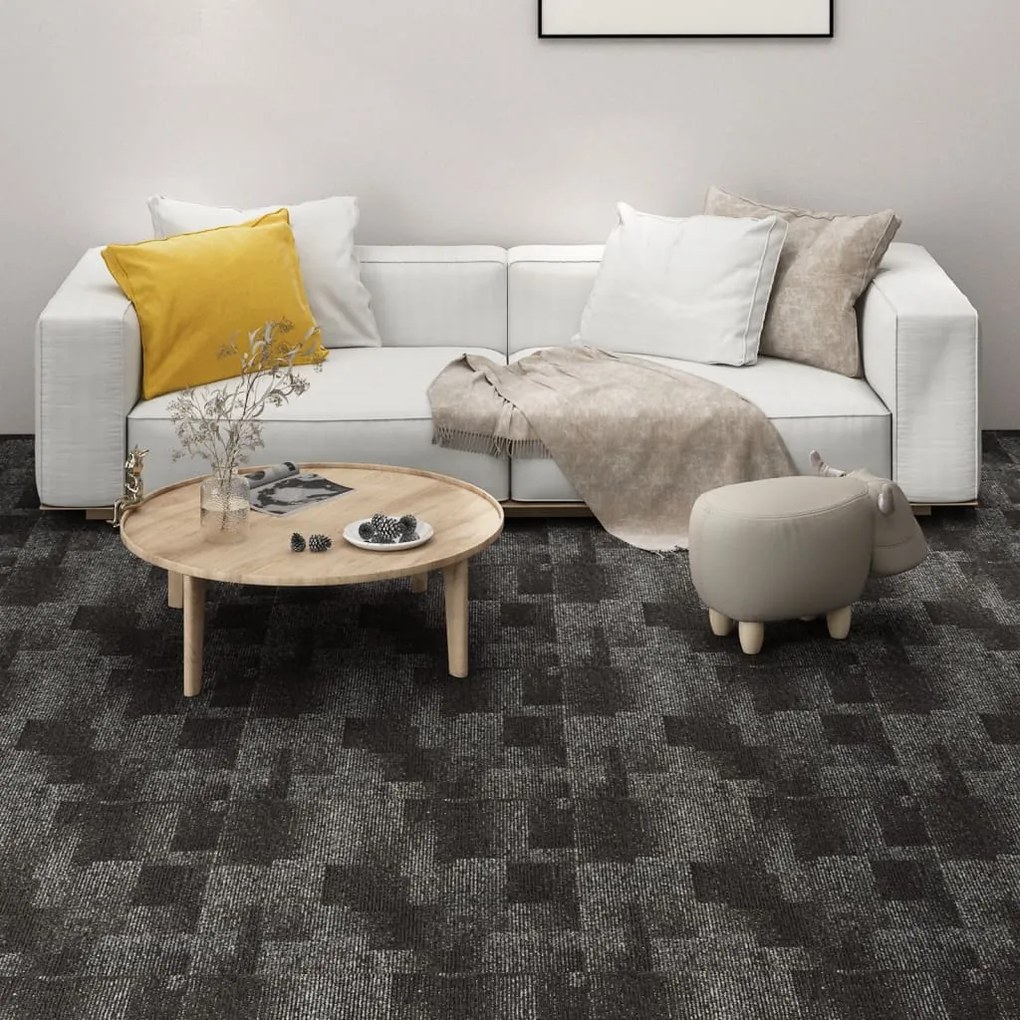vidaXL Ladrilhos de carpete para pisos 20 pcs 5 m² antracite