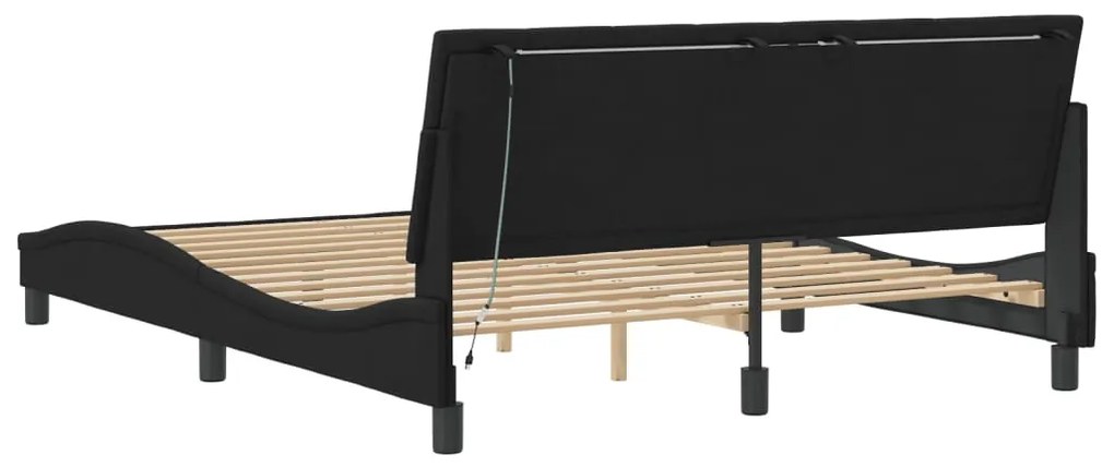 Estrutura de cama c/ luzes LED 160x200 cm veludo preto