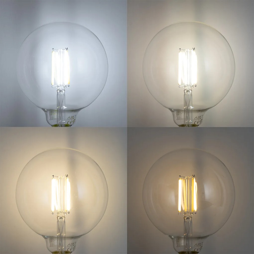 Conjunto de 5 Lâmpadas LED Smart E27 Dimmable G125 Transparentes 7W 806lm 2700-6500K