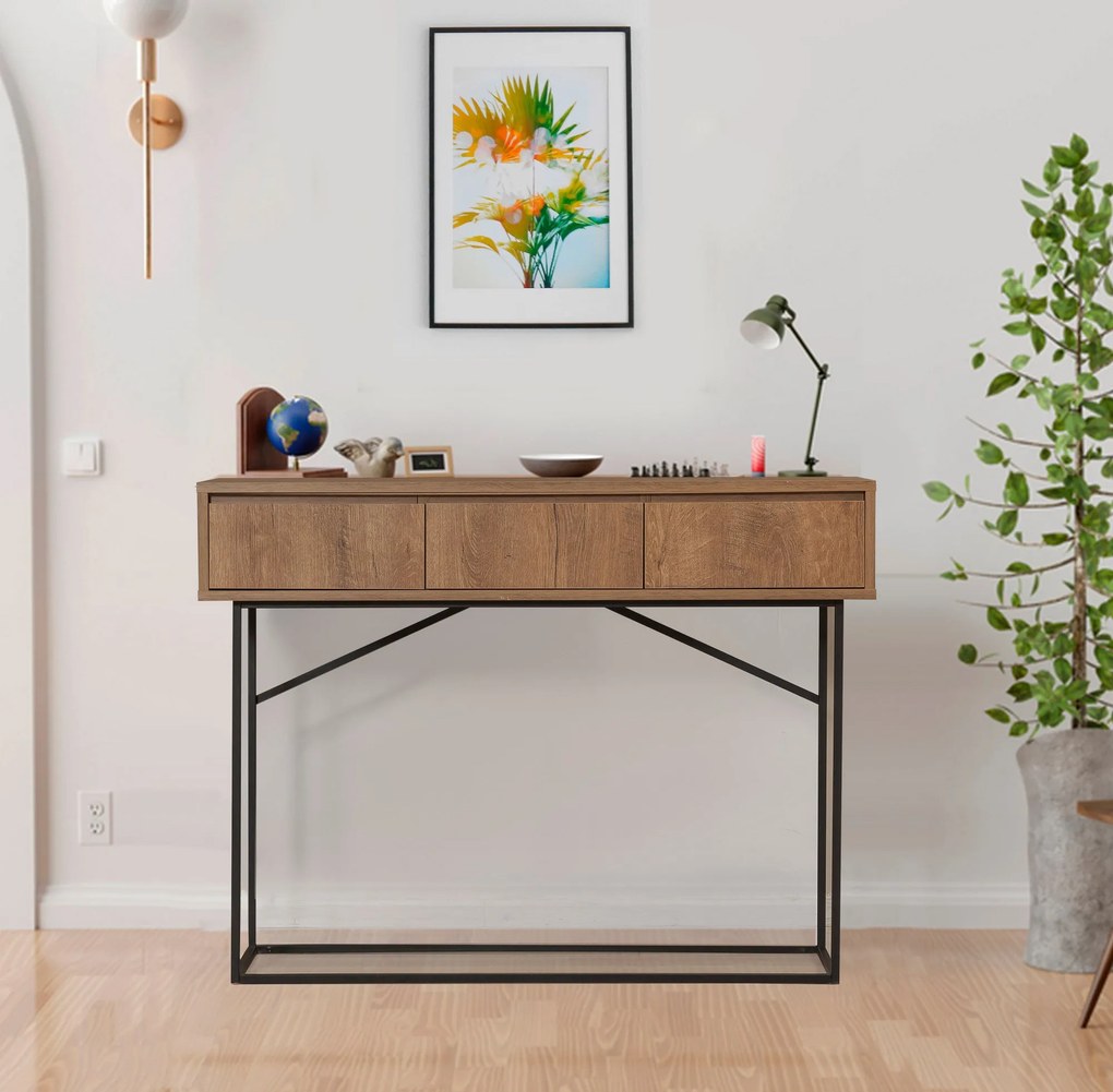 Consola de Entrada "Mia" – 120x90x36 cm – Nogueira e Preto – Design Mo