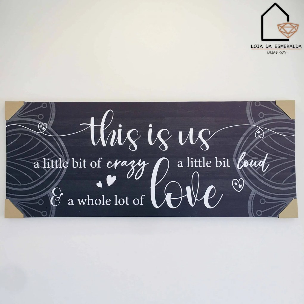 Tela Decorativa com Dizeres | Preto - 100x2x40CM