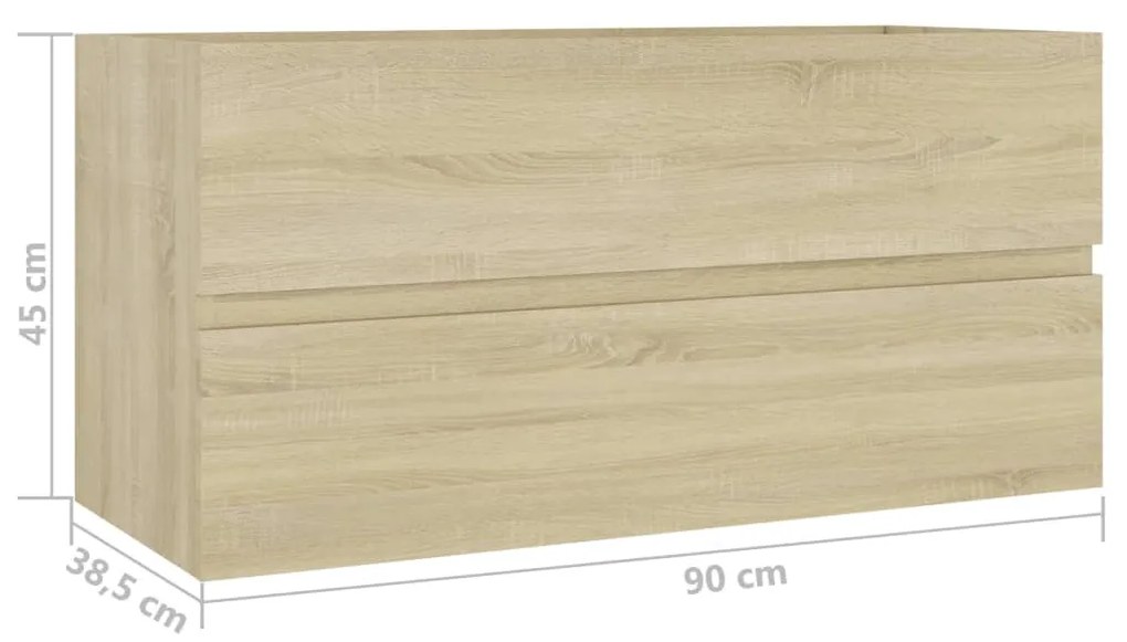 Armário de Parede para Lavatório de 90 cm - Carvalho - Design Moderno